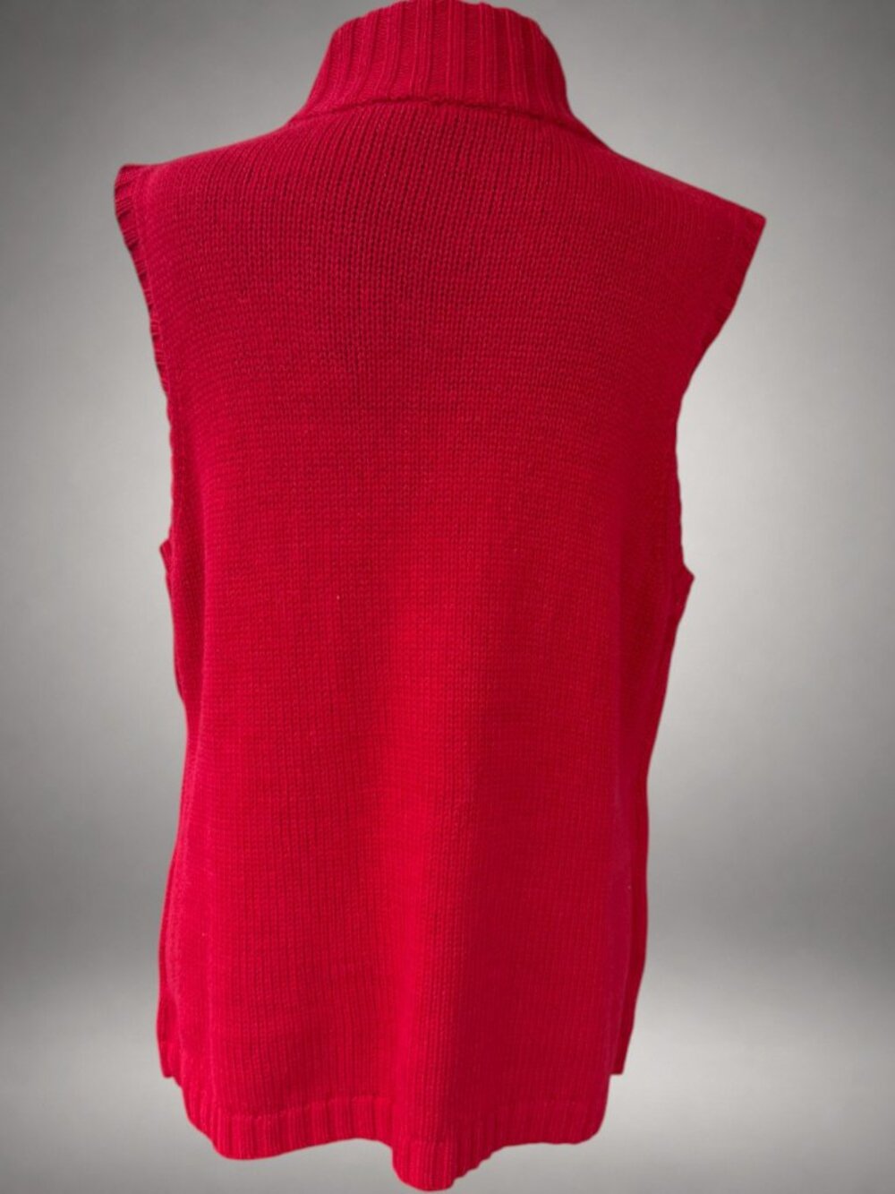 Liz Claiborne XL Red Cable Knit Zip Mock Neck Sweater Vest Cotton Blend - Picture 8 of 10